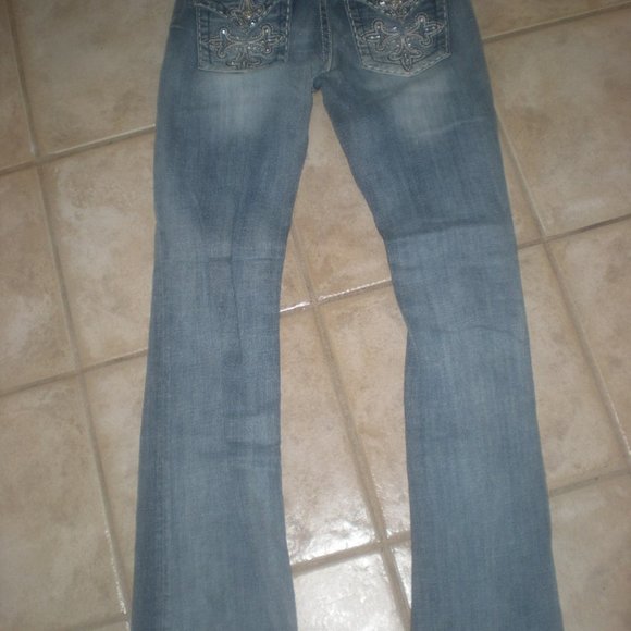 Miss Me Blue Boot Cut Jeans with Silver Embellishments - Picture 10 of 10
